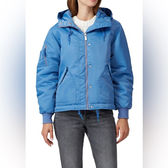 Hunter Blue Waterproof Insulated Drawstring Bomber Jacket Size Medium $295 - Picture 1 of 10